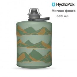 Фляга для воды мягкая HydraPak Stow 0,5 L зелёная с рисунком